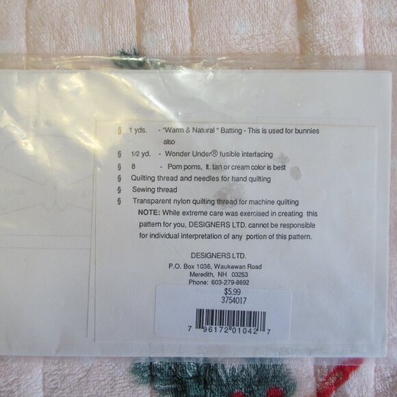 Carole Taylor Designers Ltd Piecing Applique Pattern "Quilted Bunny Wall Hanging - Picture 7 of 9